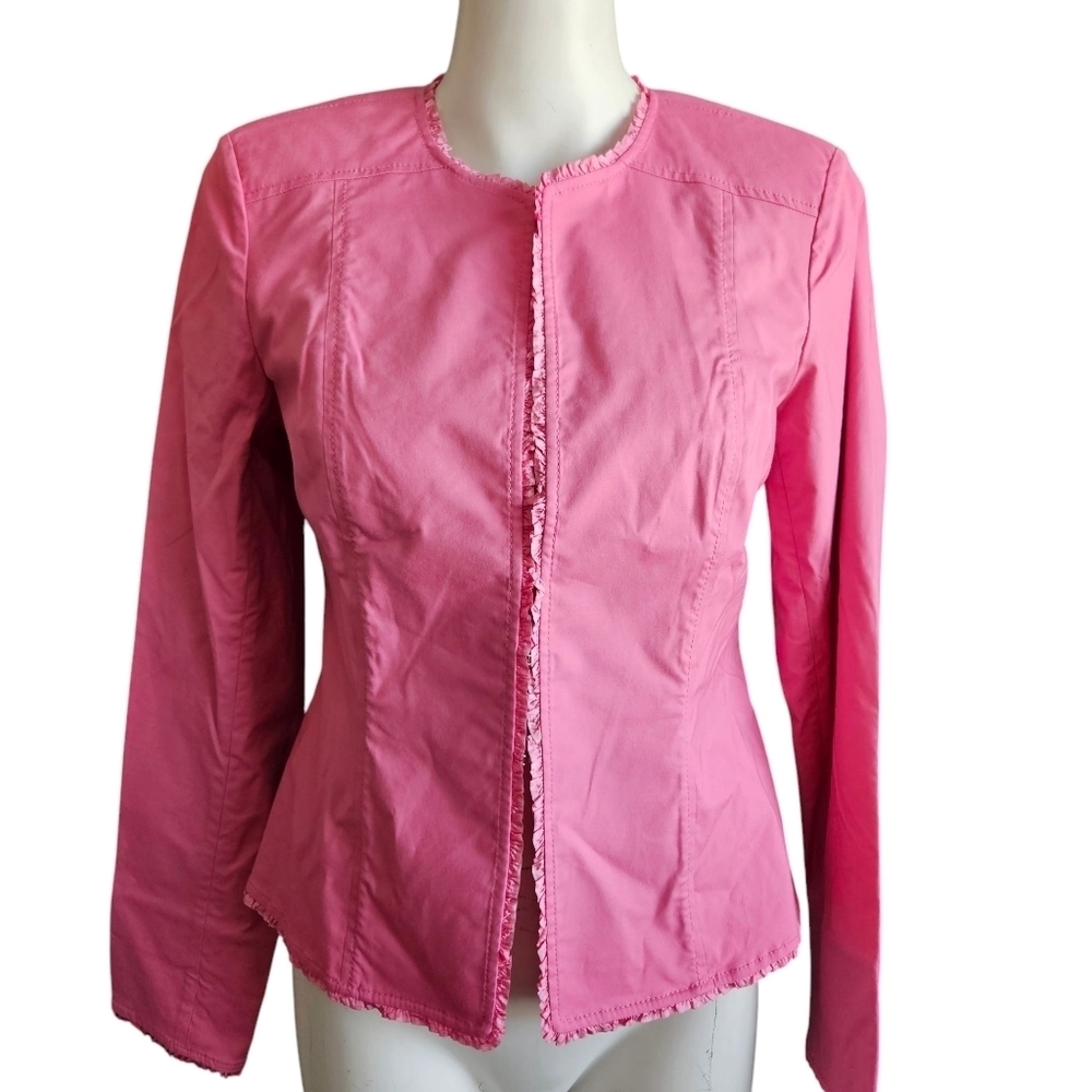 Doncaster‎ Womens Pink Jacket Ruffled Front And Hem Size 4 NWT